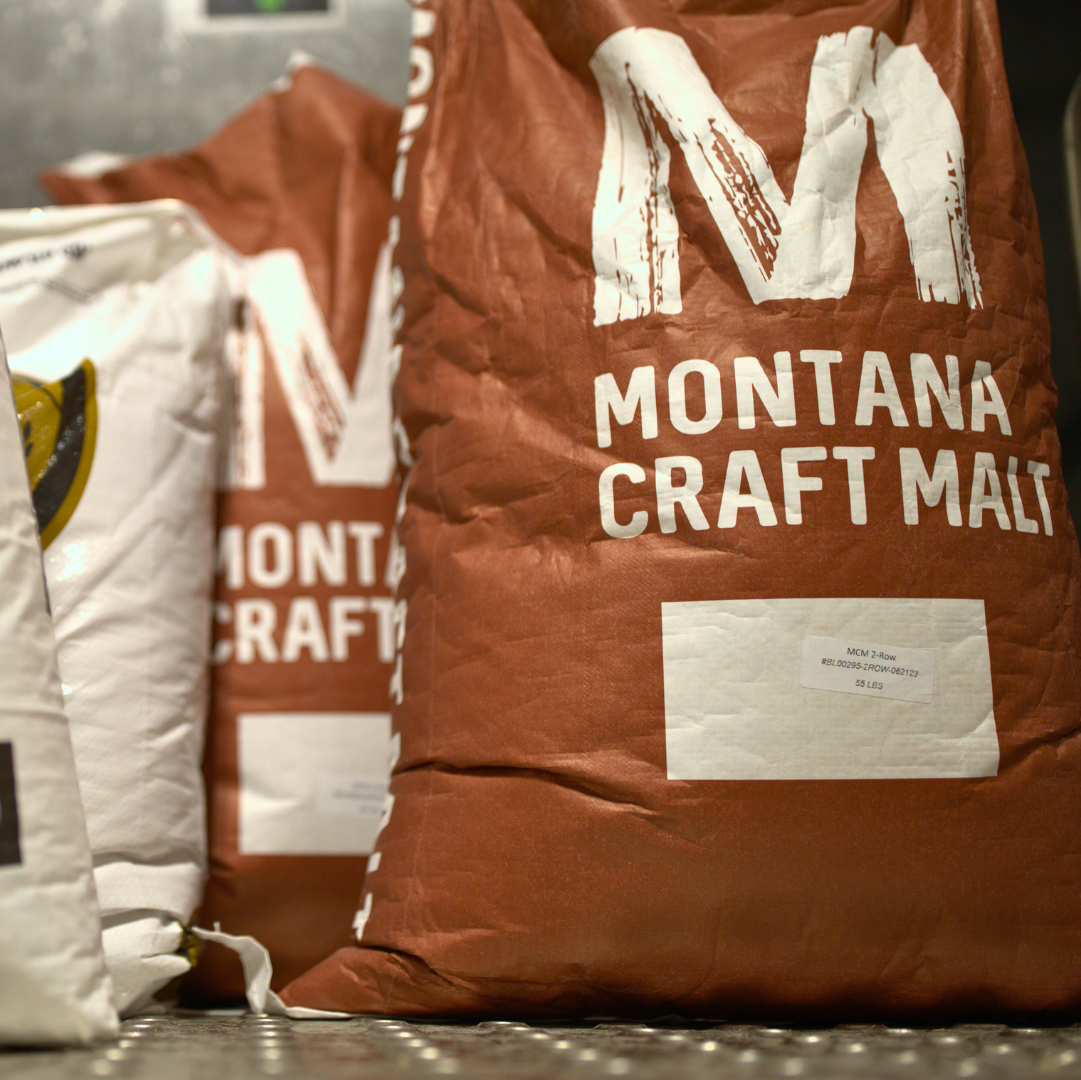 Bags of malt getting prepared for brewing Audition at Oncore Brewing in Swanton, OH